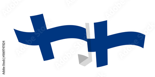 Vector illustration of wavy Finland flag on transparent background