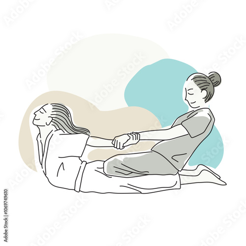 Thai Massage Spa Poses Minimal Drawing Vector 4