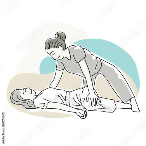 Thai Massage Spa Poses Minimal Drawing Vector 6