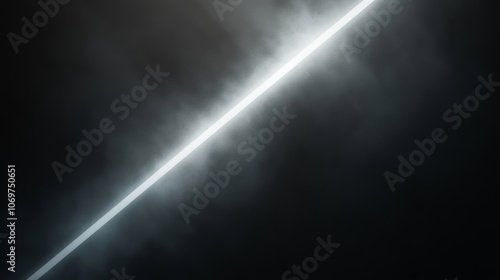 Abstract minimalistic image featuring a bright white diagonal light beam against a dark background creating a dramatic and artistic visual effect contrast and shadow effectively a powerful mood photo