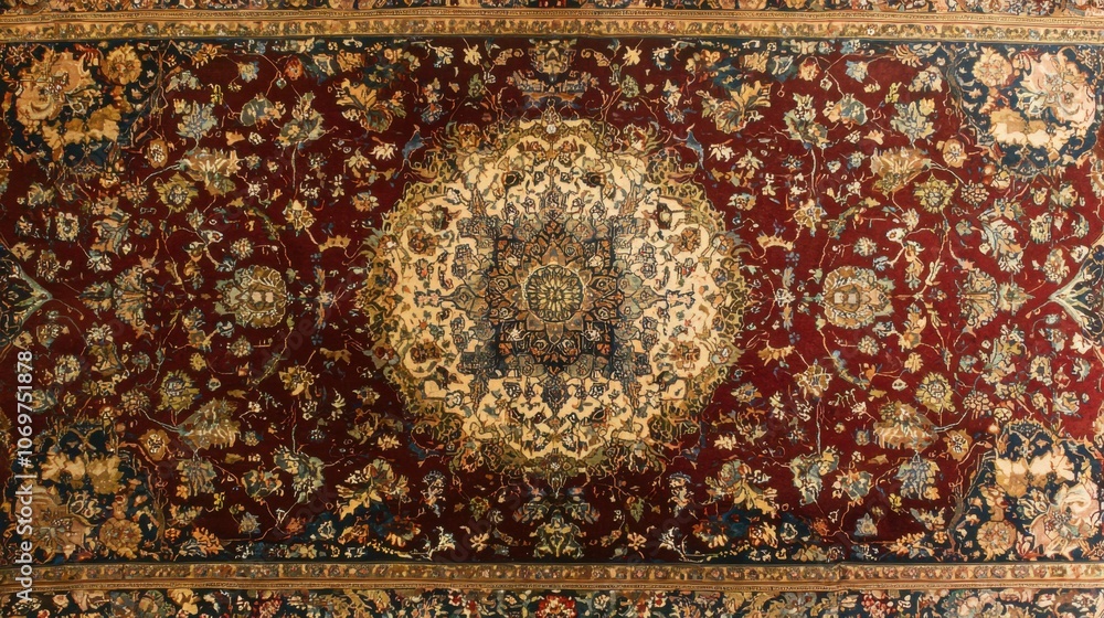 Fototapeta premium Elegant Persian Rug with Intricate Floral Patterns