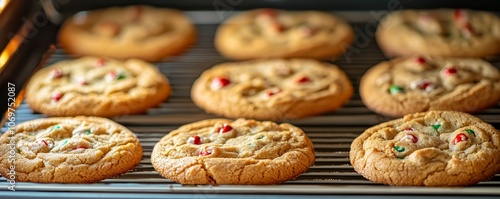 Wallpaper Mural Freshly baked cookies cooling on a rack, featuring a golden-brown color and sprinkled with festive red and green toppings. Torontodigital.ca