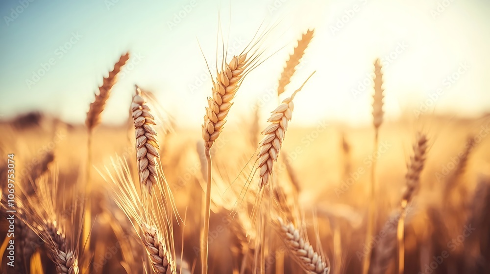Golden Wheat Stalks Glowing in the Evening Sun Golden Wheat Stalks Glowing in the Evening Sun