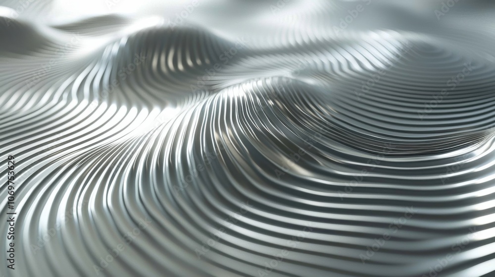 Obraz premium Abstract Silver Waves with Smooth Stripes and Reflections