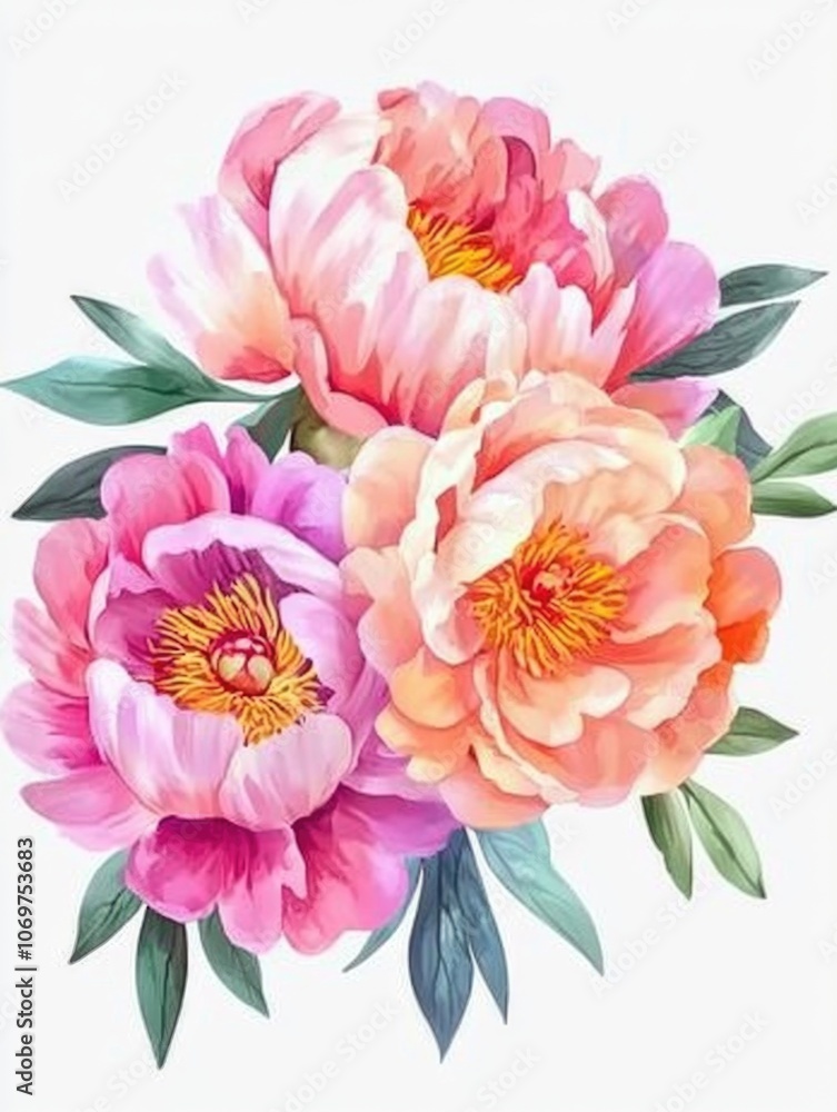 Fototapeta premium Flowers on white background