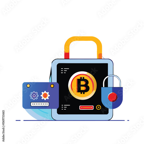  private key hardware wallet store  flat illustration 