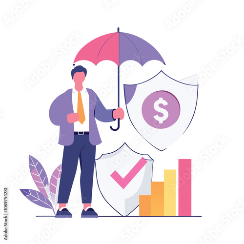 financial risk assurance protect money flat illustration 