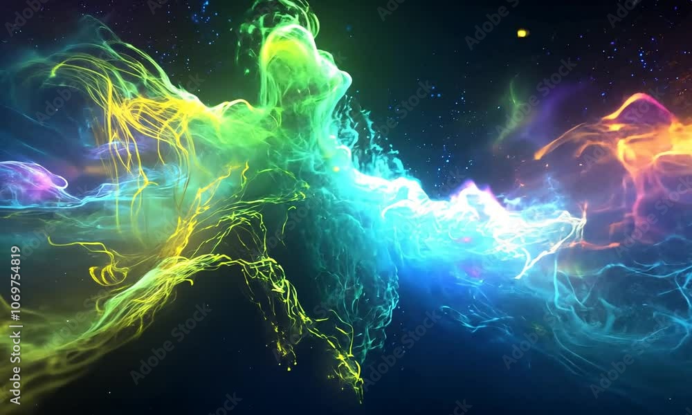 Vibrant Cosmic Nebula with Multicolored Gas in Deep Space Setting Vibrant Cosmic Nebula with Multicolored Gas in Deep Space Setting