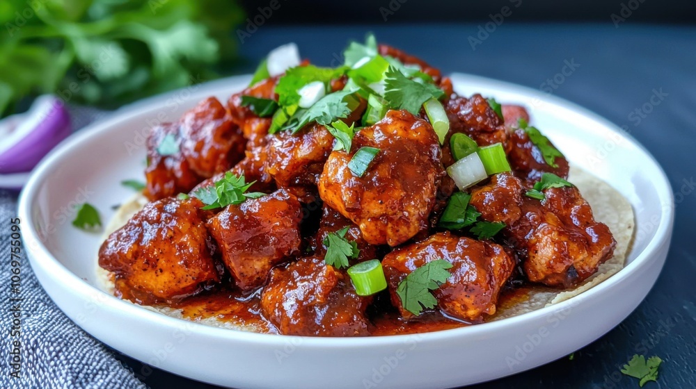 Savor the flavor of taco de pollo adobado with fresh ingredients Savor the flavor of taco de pollo adobado with fresh ingredients