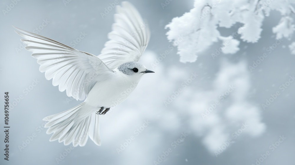 Obraz premium Snowy Bird in Flight