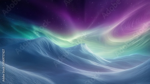 Northern Lights Dance Over Snowy Mountain Range