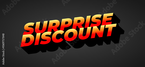 Surprise discount. Text effect in 3D look for banner or website header