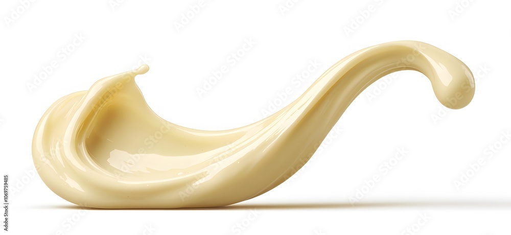 Wavy cream or beige cheese, liquid isolated on a white background Wavy cream or beige cheese, liquid isolated on a white background