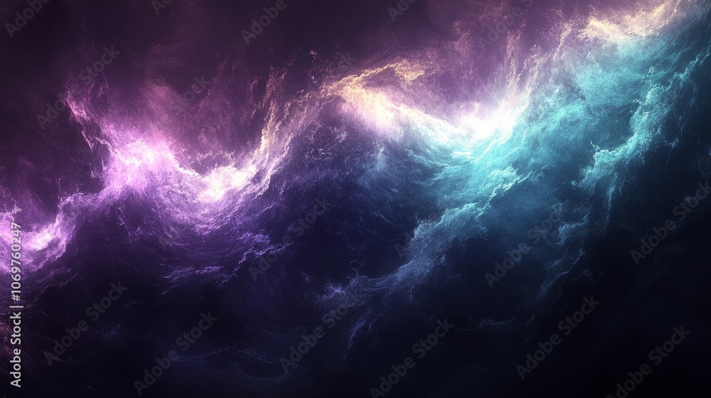 Enigmatic Wave Patterns: Mystical Purple, Black, and Teal Atmospheric Background with Ethereal Glow Enigmatic Wave Patterns: Mystical Purple, Black, and Teal Atmospheric Background with Ethereal Glow