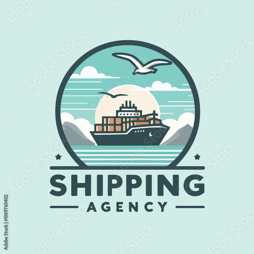 shipping boat logo illustration photo