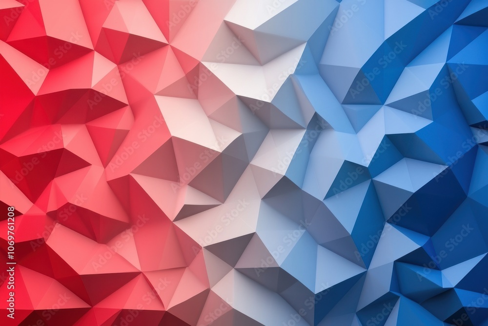 A vibrant abstract design featuring a 3D geometric pattern in red, white, and blue, showcasing sharp angles and dynamic textures. A vibrant abstract design featuring a 3D geometric pattern in red, white, and blue, showcasing sharp angles and dynamic textures.