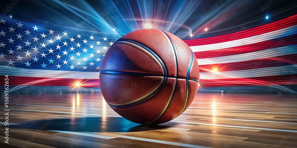 Long Exposure Shot of a Basketball Colored Like the United States Flag, Perfect Wallpaper for Sports Enthusiasts and Patriotic Themes Long Exposure Shot of a Basketball Colored Like the United States Flag, Perfect Wallpaper for Sports Enthusiasts and Patriotic Themes