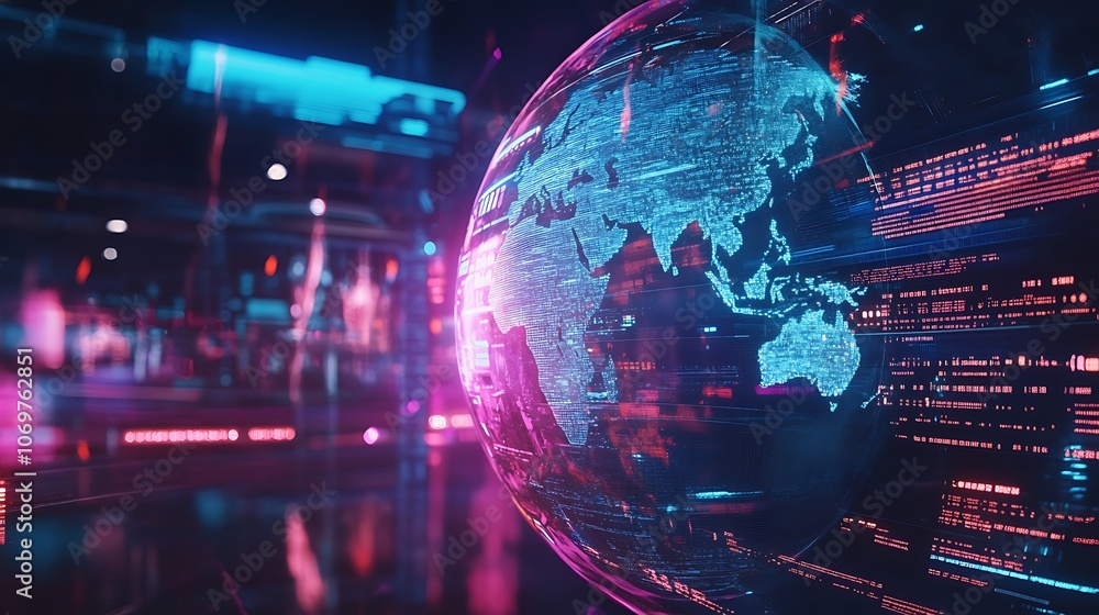 Obraz premium Neon Lights Tunnel