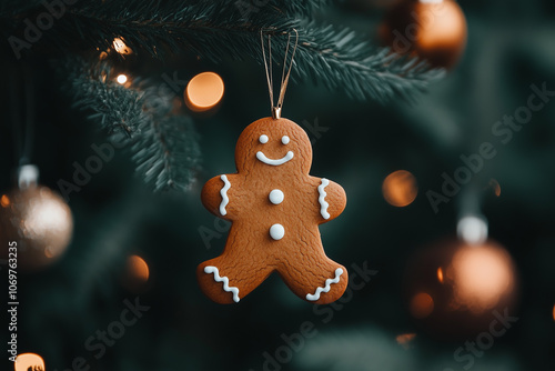 Gingerbread Man Cookie with Festive Decor 