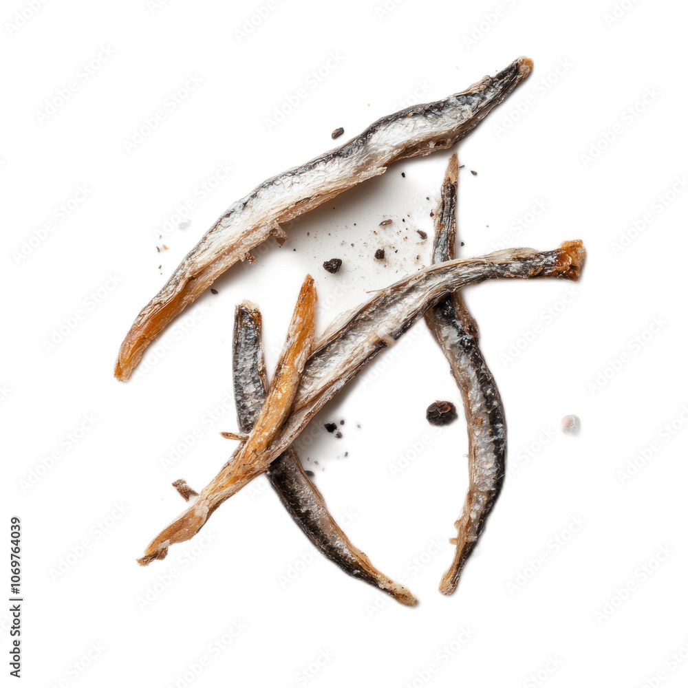 Fototapeta premium Dried Fish on White Background