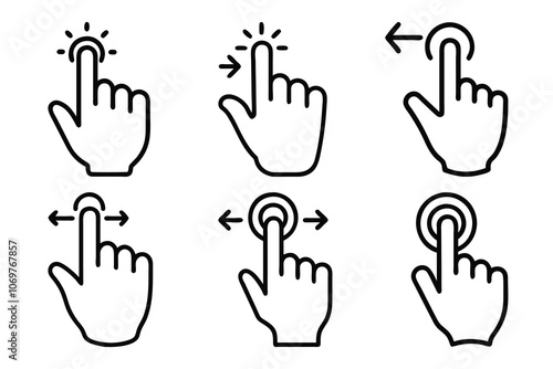 set of hands touch icon