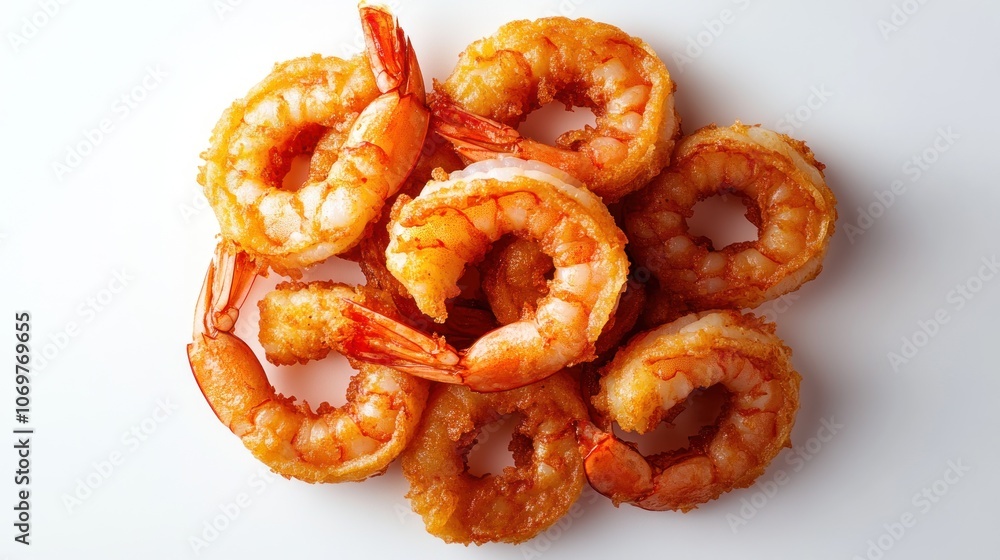 Close-up of Fried Shrimps on a White Plate Close-up of Fried Shrimps on a White Plate