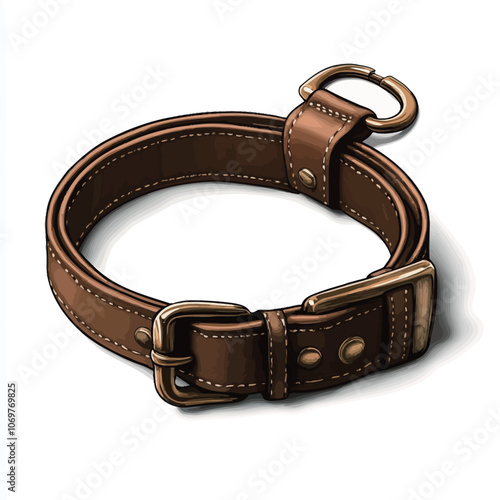 Leather belt isolated on white background. 3D illustration. Clipping path included. 