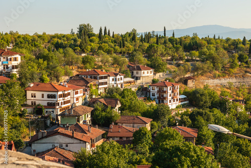 Fototapeta Historical houses of Safranbolu at sunset