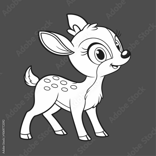 Coloring Page Outline of Cute Deer