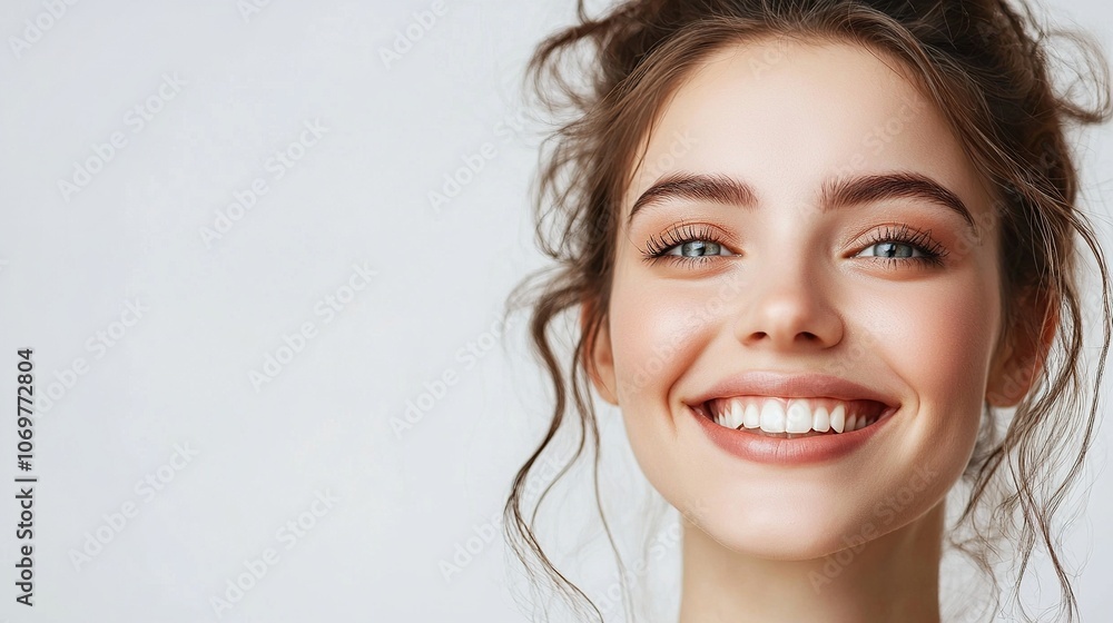 Joyful Woman with Radiant Smile in Portrait Format Joyful Woman with Radiant Smile in Portrait Format