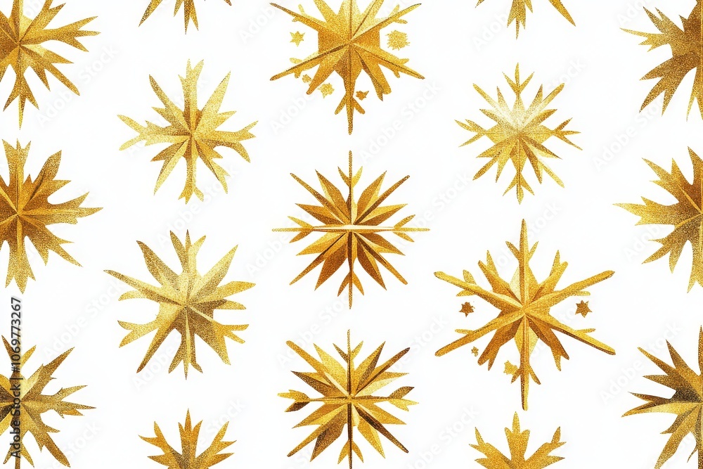 Gold snowflakes on a white background, seamless simple pattern, elegant winter design. Gold snowflakes on a white background, seamless simple pattern, elegant winter design.