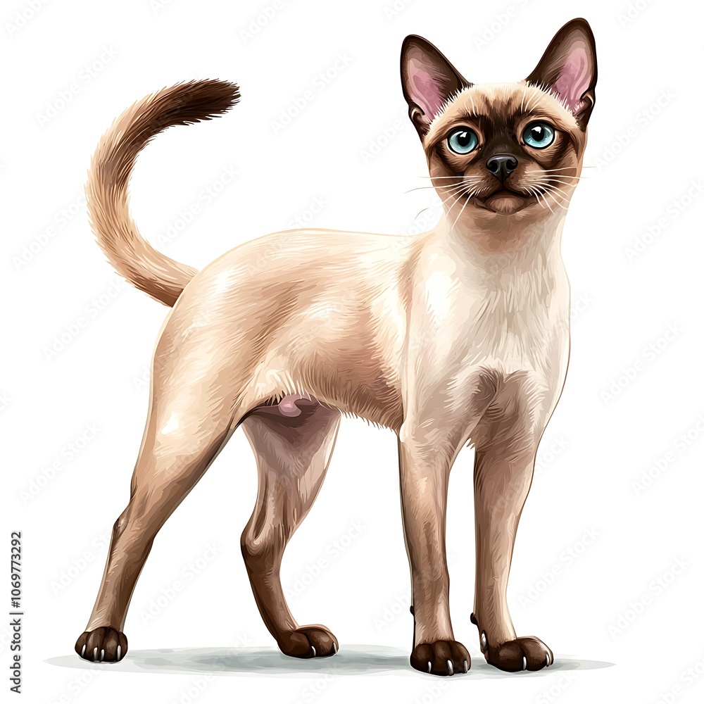 Portrait of a Siamese Cat with Blue Eyes. Portrait of a Siamese Cat with Blue Eyes.