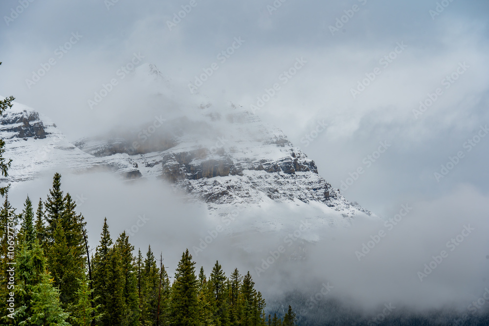 Cloudy Snow Mountain Banff National Park After Storm Cloudy Snow Mountain Banff National Park After Storm