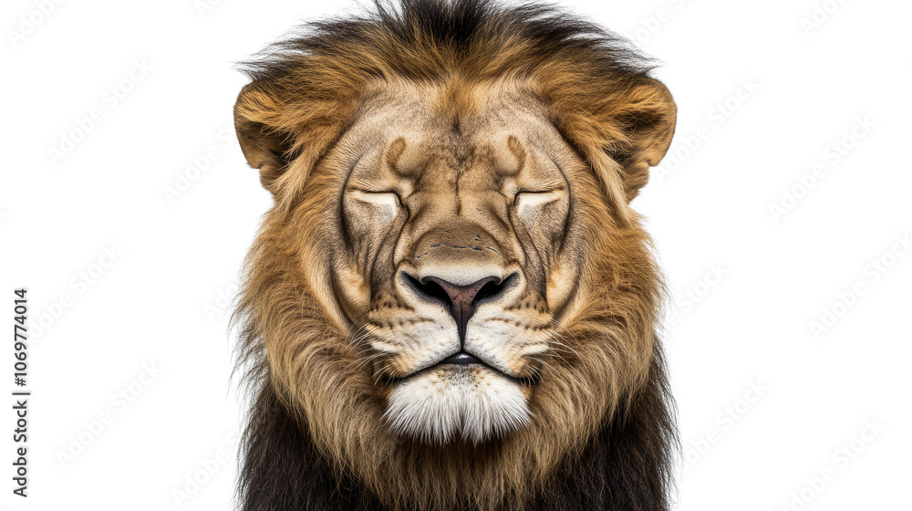 Fully Grown Male Lion With Closed Eyes on a Transparent Background Generative AI Fully Grown Male Lion With Closed Eyes on a Transparent Background Generative AI