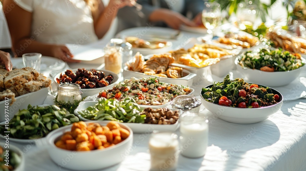 Fototapeta premium A Bountiful Spread of Food on a Table