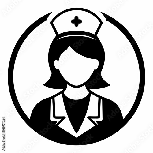 nurse icon vector medical professional silhouette black illustration on a white background