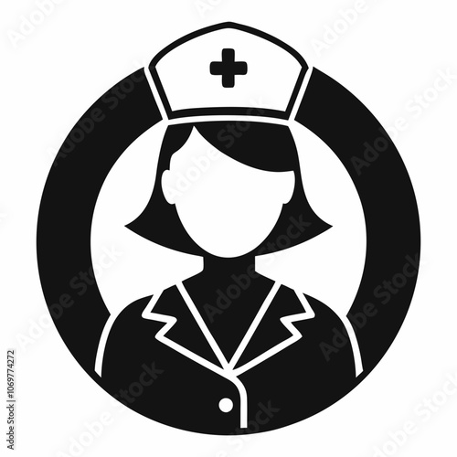 nurse icon vector medical professional silhouette black illustration on a white background