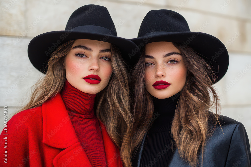 Photographs of women styled in the 1940s-50s taken on the streets of American cities. AI generative. Photographs of women styled in the 1940s-50s taken on the streets of American cities. AI generative.