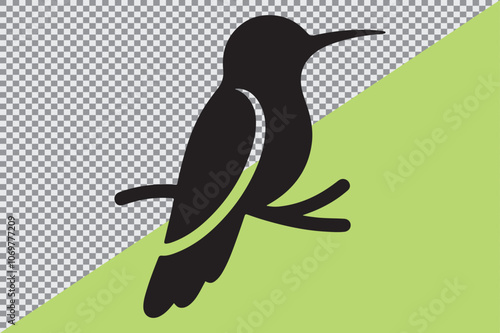 A clean black silhouette of an hummingbird photo