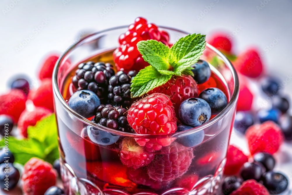 Refreshing Business Lunch with Berry Juice in Glass on White Background, Perfect for Corporate Dining Promotions and Healthy Beverage Marketing Refreshing Business Lunch with Berry Juice in Glass on White Background, Perfect for Corporate Dining Promotions and Healthy Beverage Marketing