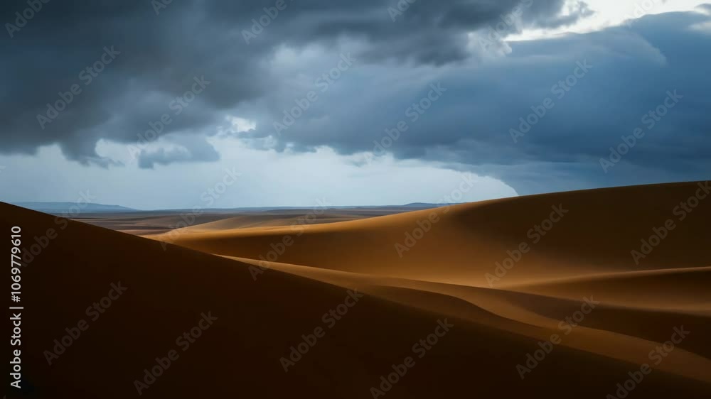 Coastal desert zoom out with dramatic storm lighting establishing scene Coastal desert zoom out with dramatic storm lighting establishing scene