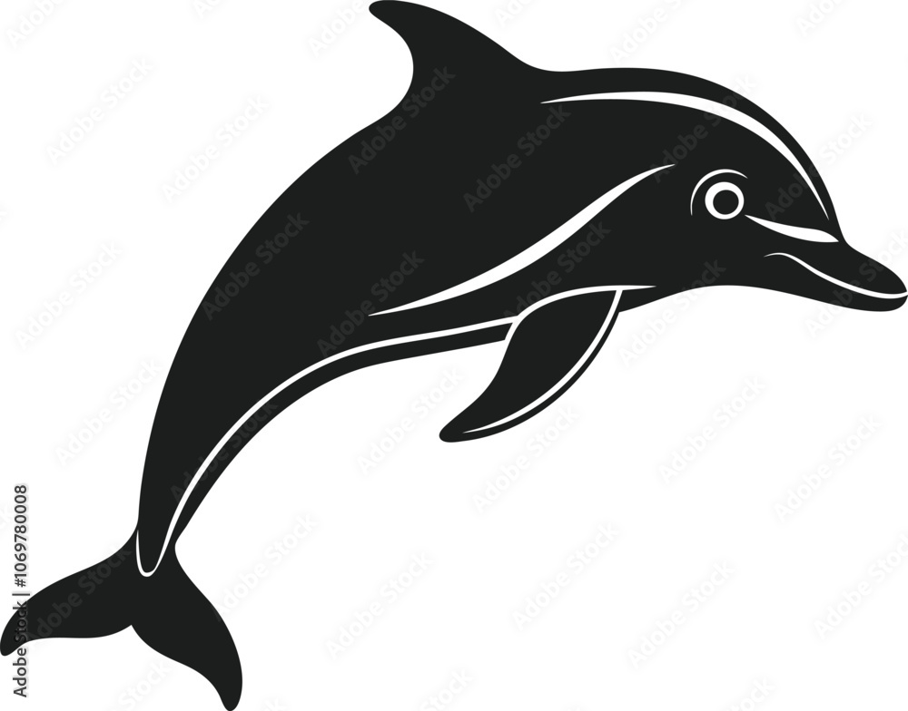 Fototapeta premium Graceful Dolphin Silhouette Vector Illustration - Minimalist Marine Design