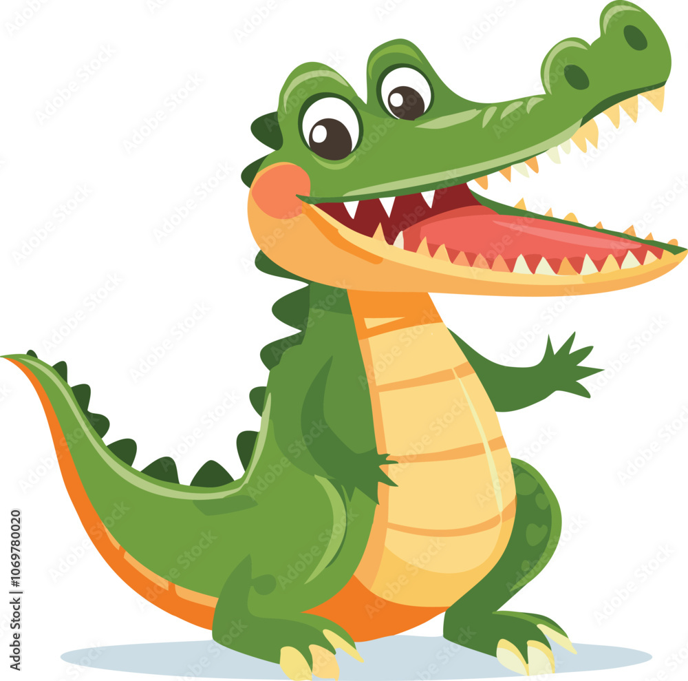 Fototapeta premium illustration of a crocodile, and alligator isolated on a white background