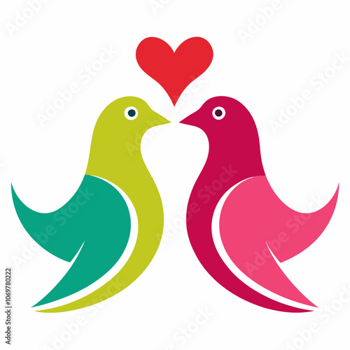  Love birds depicted in pairs representing vector illustration