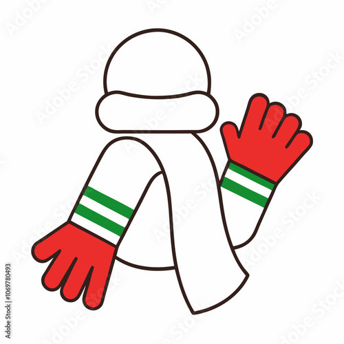 Scarf and mittens winter wear symbolic of Christmas out line vector illustration 