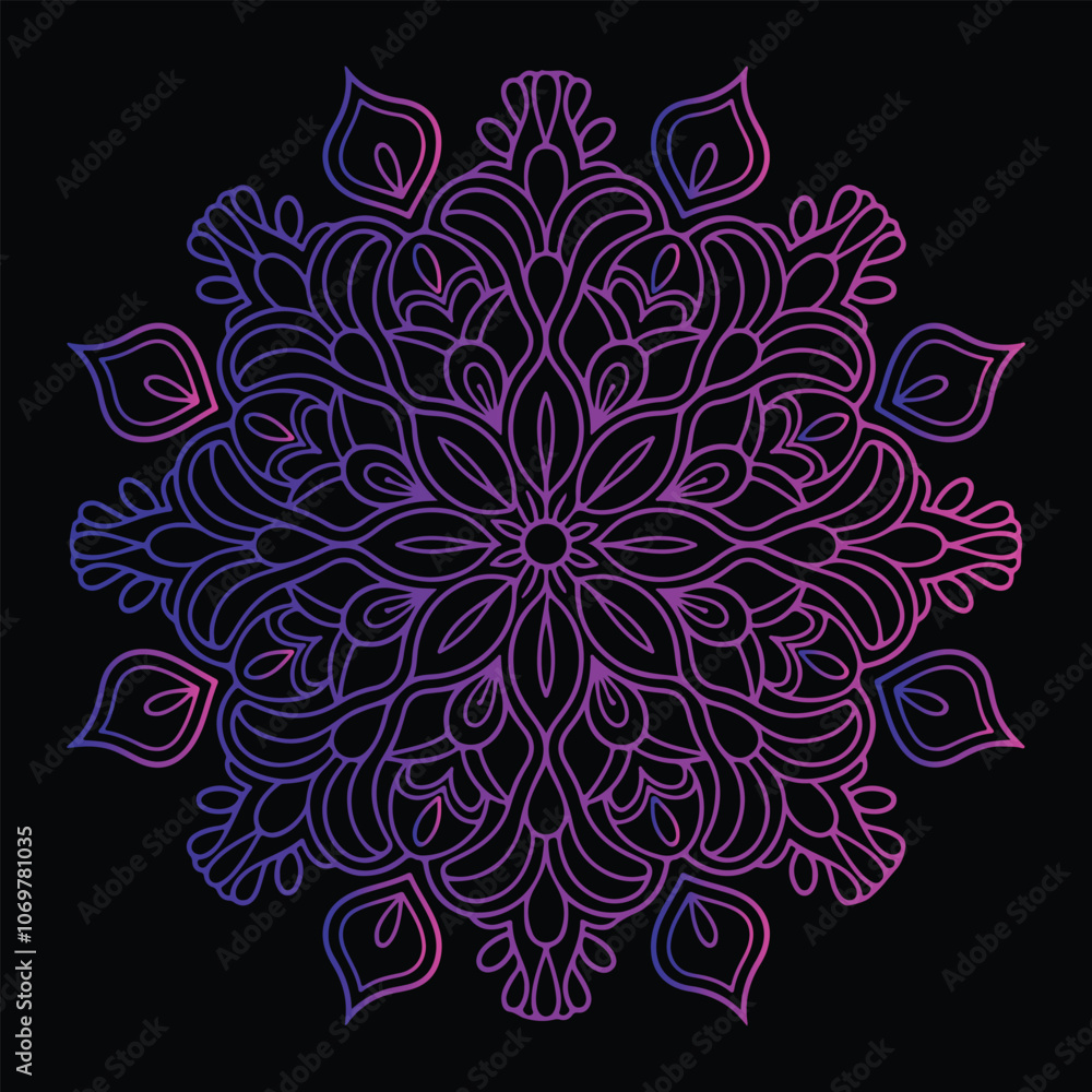 Elegant Floral Line Art Mandala - Intricate Vector Illustration in Black and White.Perfect for use in digital art, wall decor, meditation designs, and mindfulness projects, this black and white vector Elegant Floral Line Art Mandala - Intricate Vector Illustration in Black and White.Perfect for use in digital art, wall decor, meditation designs, and mindfulness projects, this black and white vector