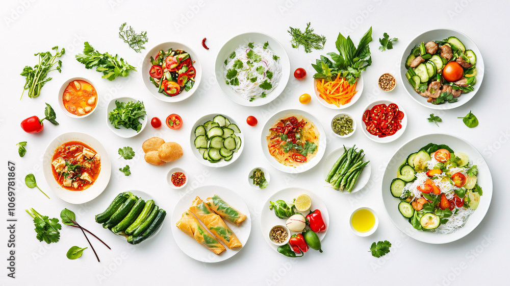 A variety of the most delicious Vietnamese food. A variety of the most delicious Vietnamese food.