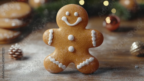 Christmas gingerbread man cookie isolated on transparent background