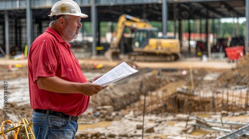 Urban Construction: A Skilled Worker Overseeing Project Plans