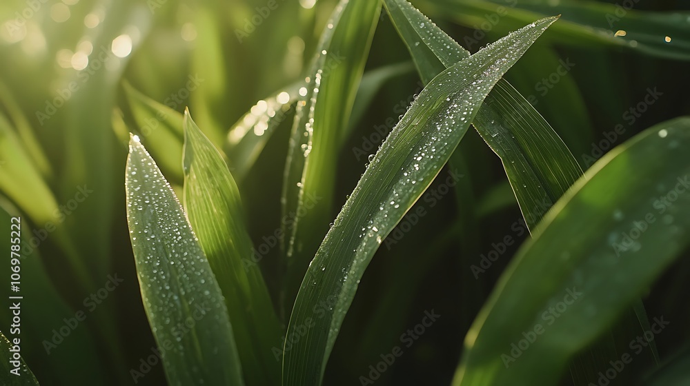 Dew-kissed green grass blades glimmer softly in the morning light, showcasing nature's beauty and freshness after a gentle rain. Dew-kissed green grass blades glimmer softly in the morning light, showcasing nature's beauty and freshness after a gentle rain.